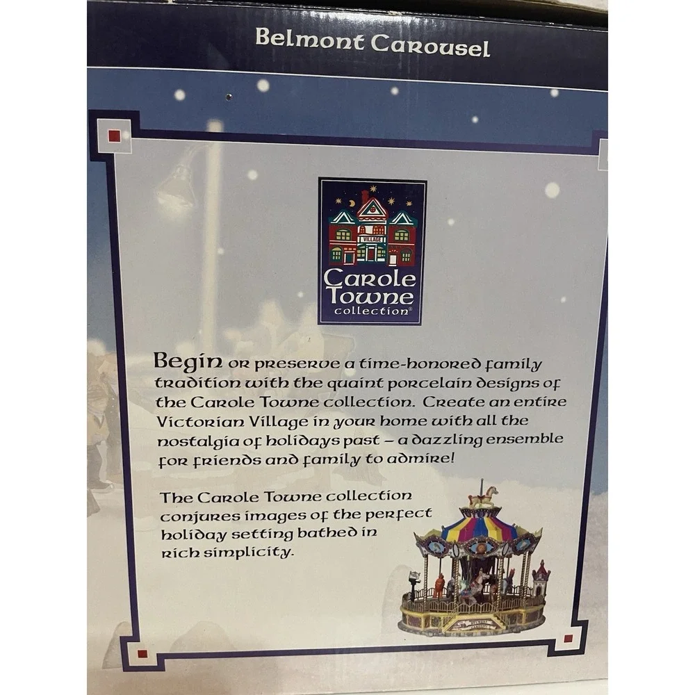 Lemax Carole Towne Animated Belmont Carousel Lighted With Sound.  *See Details*